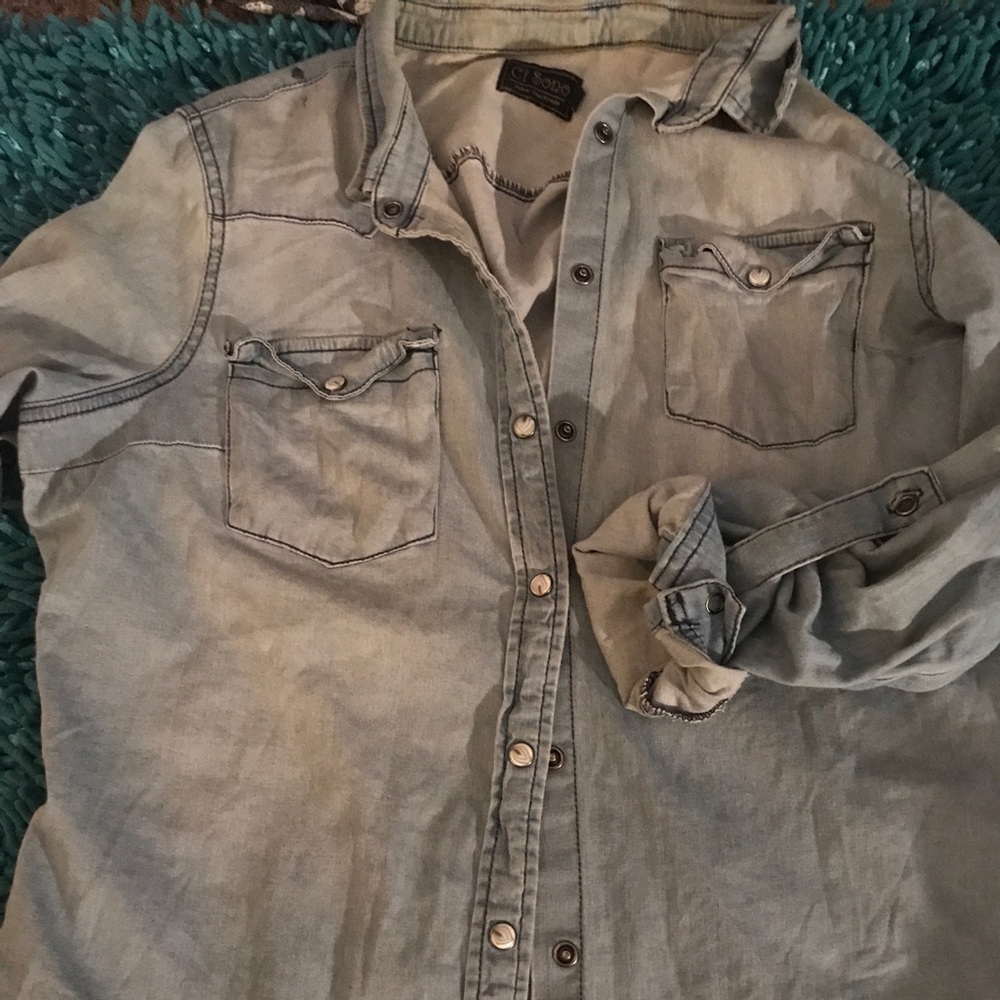 Ci Sono Light-wash Denim Shirt